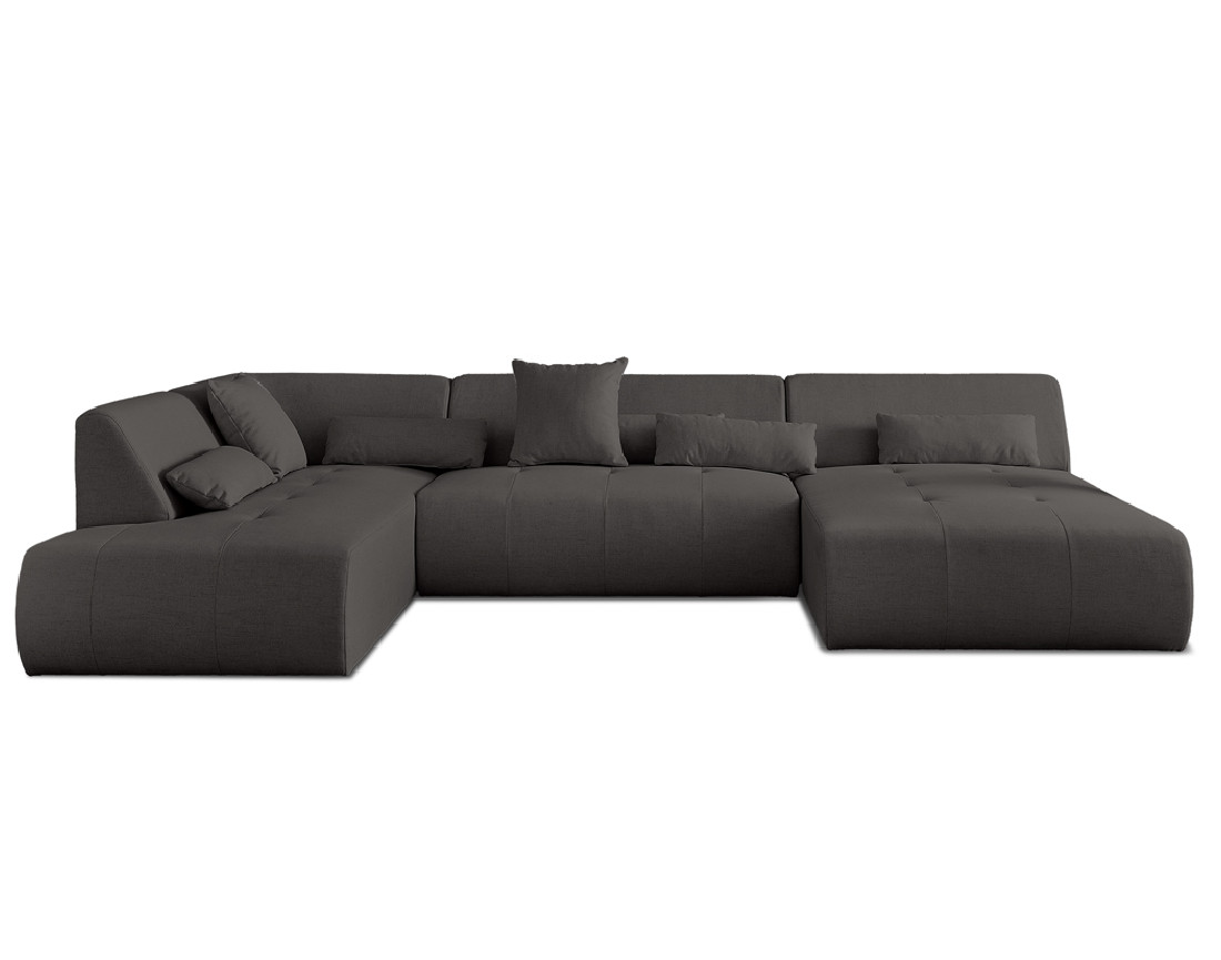 Canapé panoramique d'angle gauche 7 places en tissu Onyx