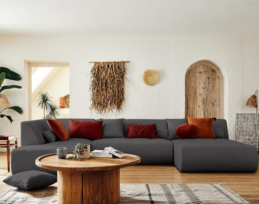 Canapé modulable panoramique d'angle gauche 7 places - en tissu - Onyx