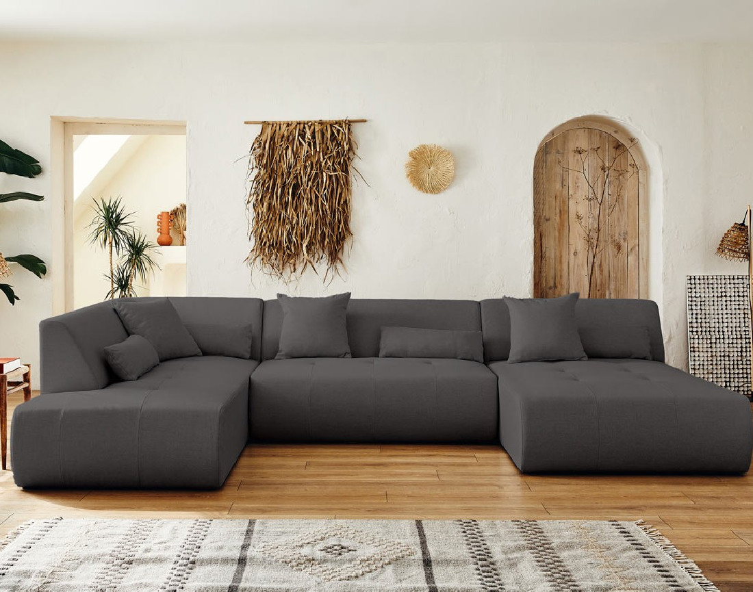 Canapé modulable panoramique d'angle gauche 7 places - en tissu - Onyx