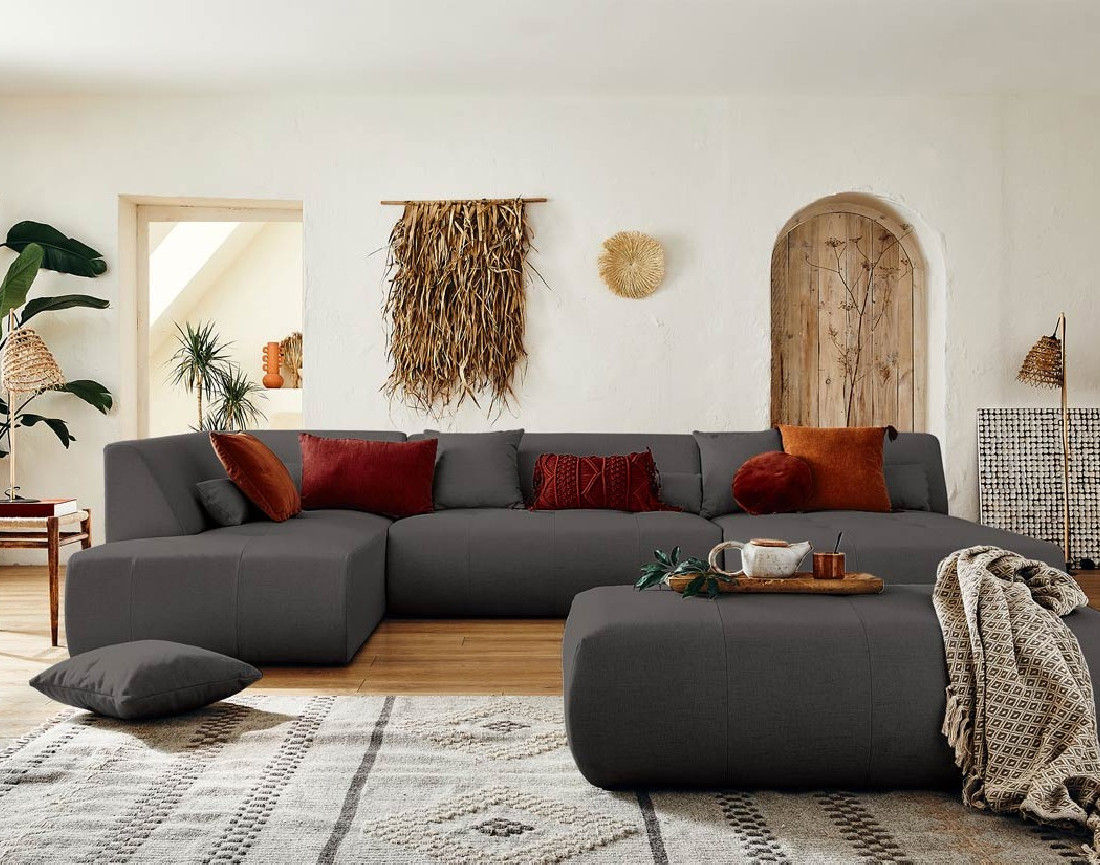 Canapé modulable panoramique d'angle gauche 7 places - en tissu - Onyx