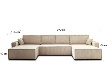 Canapé panoramique en U 7 places convertible Dellia - Best Mobilier