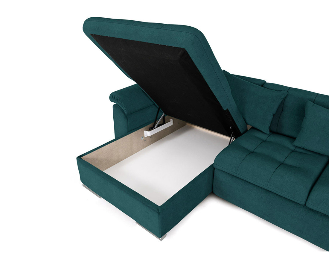 Canapé CHUCK panoramique d'angle droit convertible avec coffre