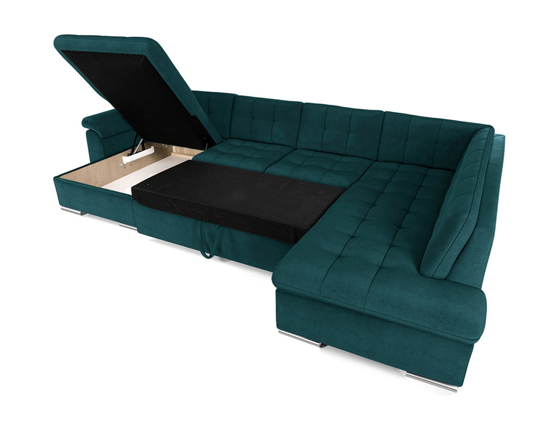 Canapé CHUCK panoramique d'angle droit convertible avec coffre