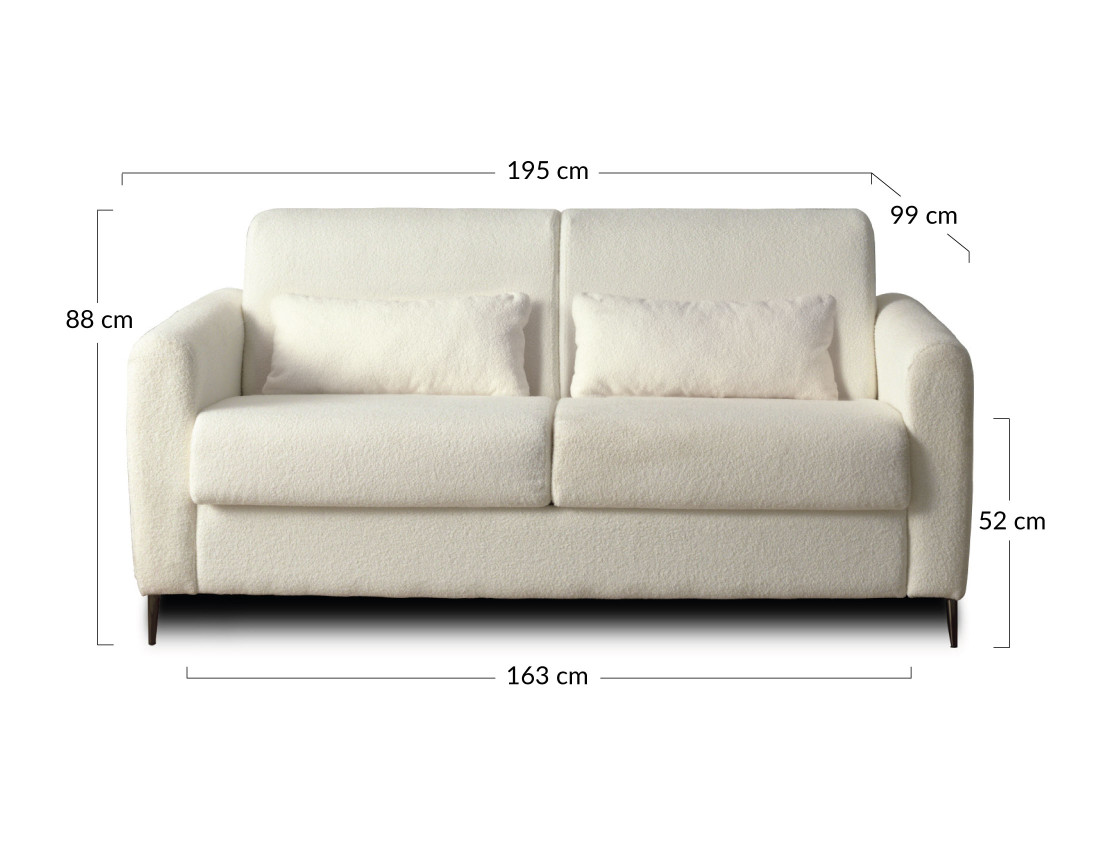 Canapé OWEN 3 places convertible express quotidien en tissu bouclette | Best Mobilier