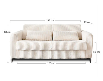 Canapé OWEN 3 places convertible express quotidien en grosses côtes | Best Mobilier