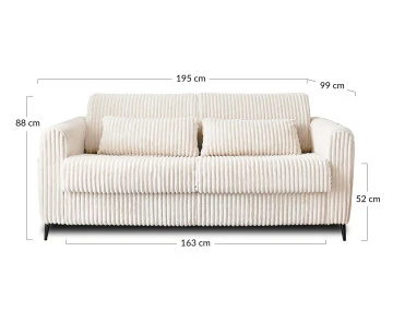 Canapé OWEN 3 places convertible express quotidien en grosses côtes | Best Mobilier