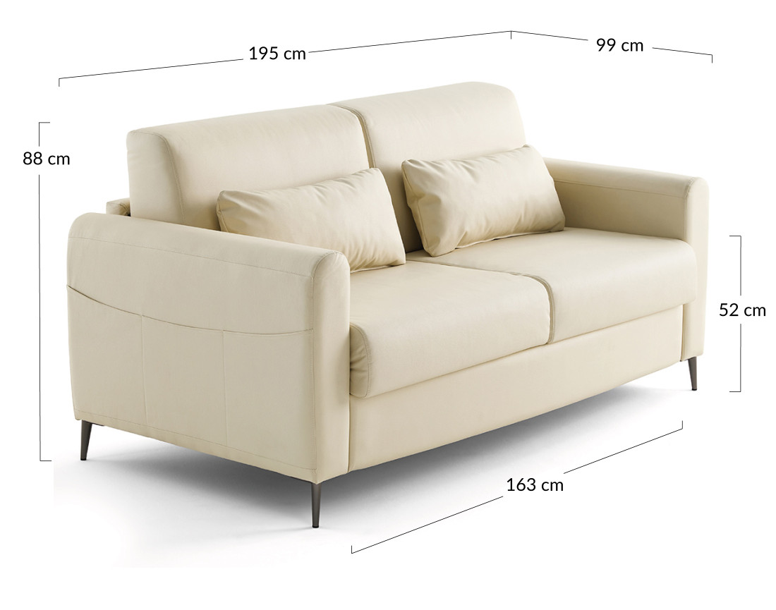 Canapé 3 places convertible couchage quotidien matelas 12 cm en simili Owen