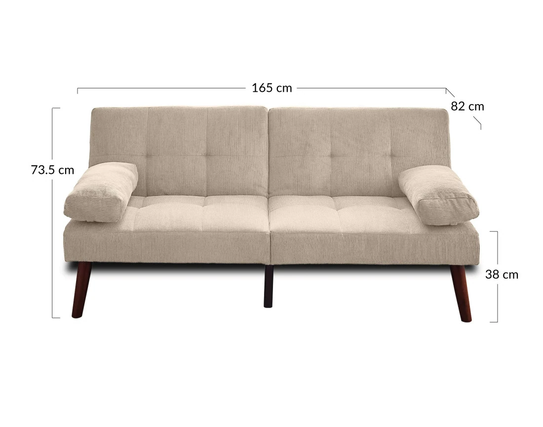 Canapé convertible clic-clac 2 places en velours côtelé Philae