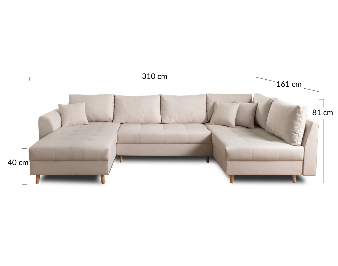 canapé panoramique d'angle droit 7 places - style scandinave - Rune
