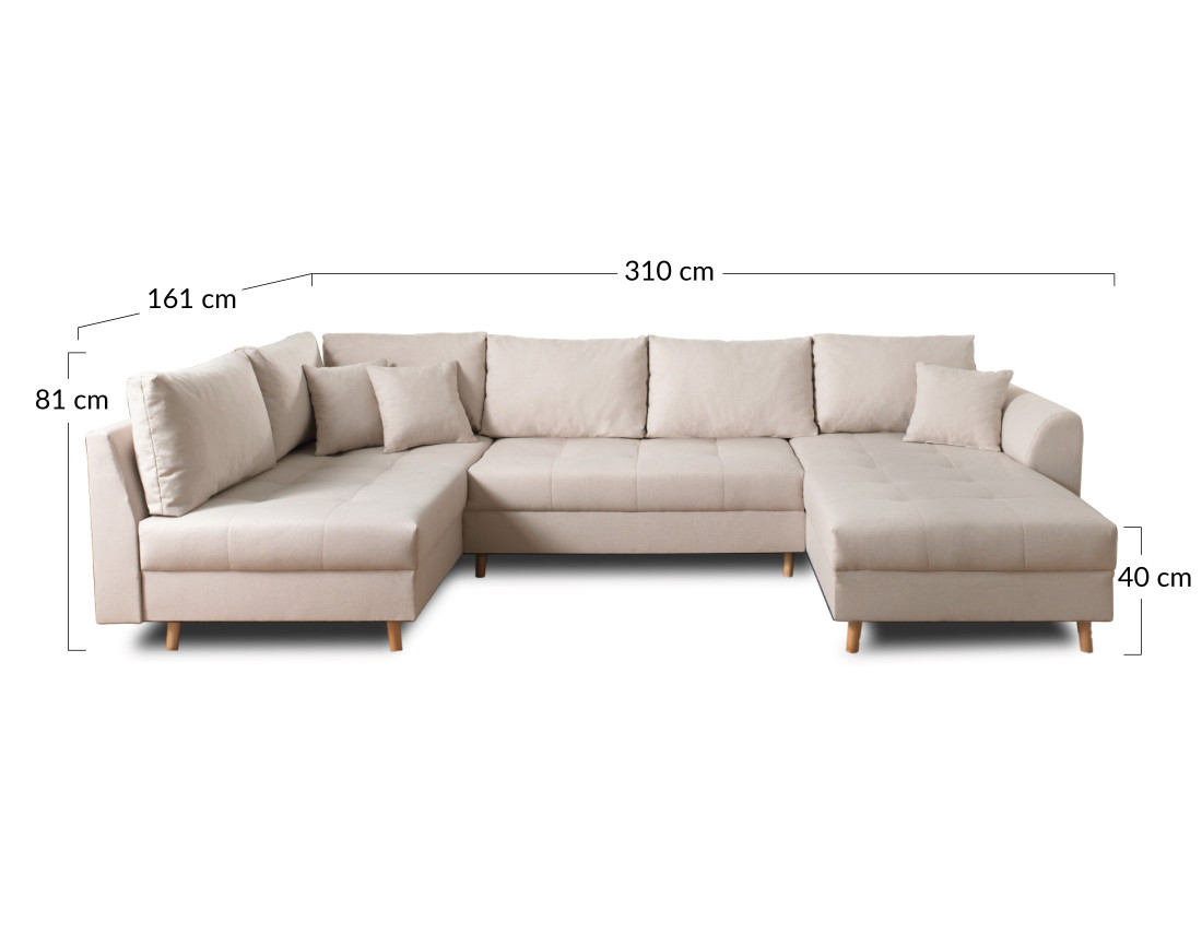 Canapé panoramique Rune 7 places avec pouf d'appoint style scandinave