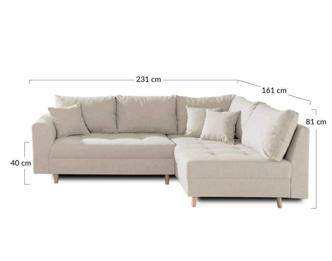 Canapé d'angle 4 places avec pouf d'appoint style scandinave Rune