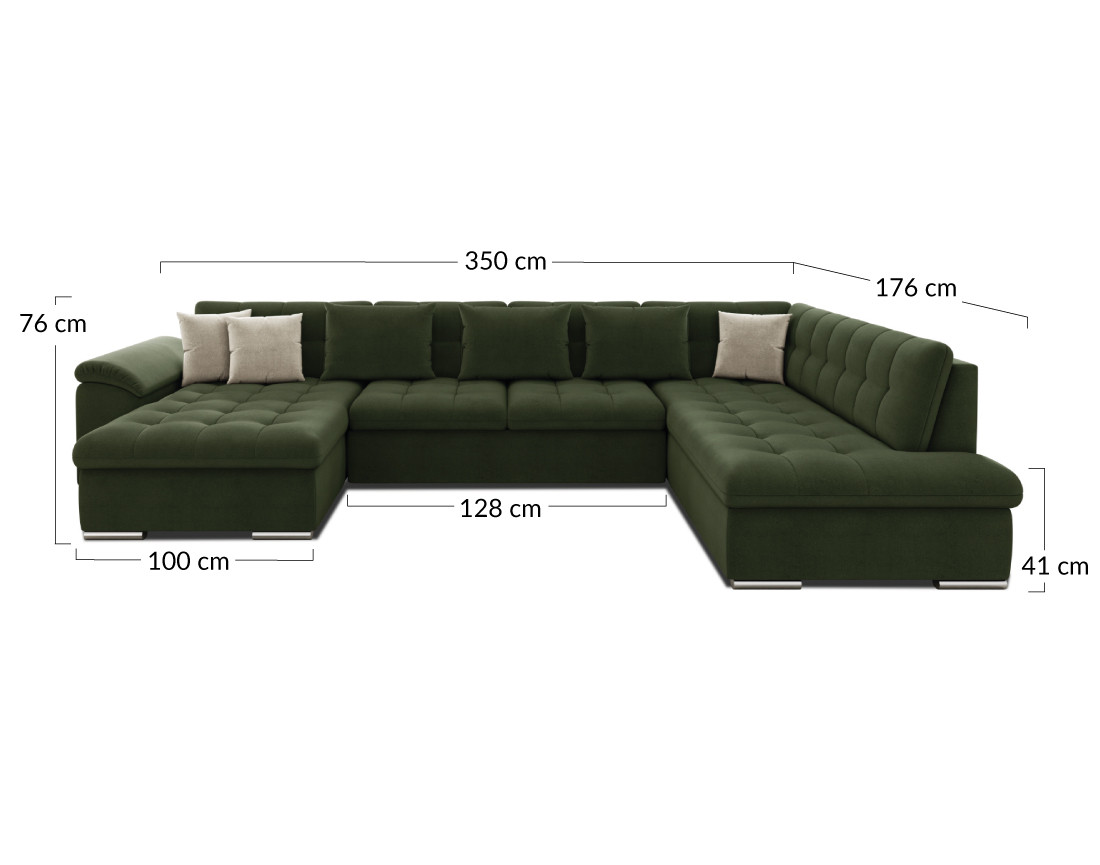 Chuck – canapé panoramique d'angle droit convertible avec coffre au style contemporain