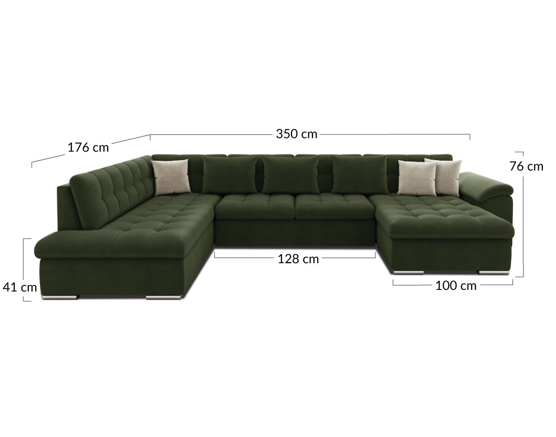 Canapé CHUCK panoramique d'angle gauche convertible avec coffre