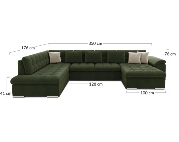 Canapé CHUCK panoramique d'angle gauche convertible avec coffre