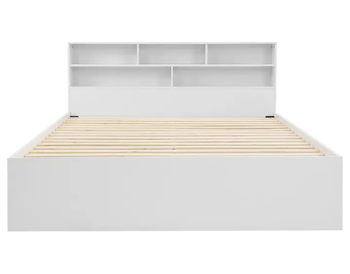 Lit avec rangements 140x190 cm sommier inclus bois Andrea