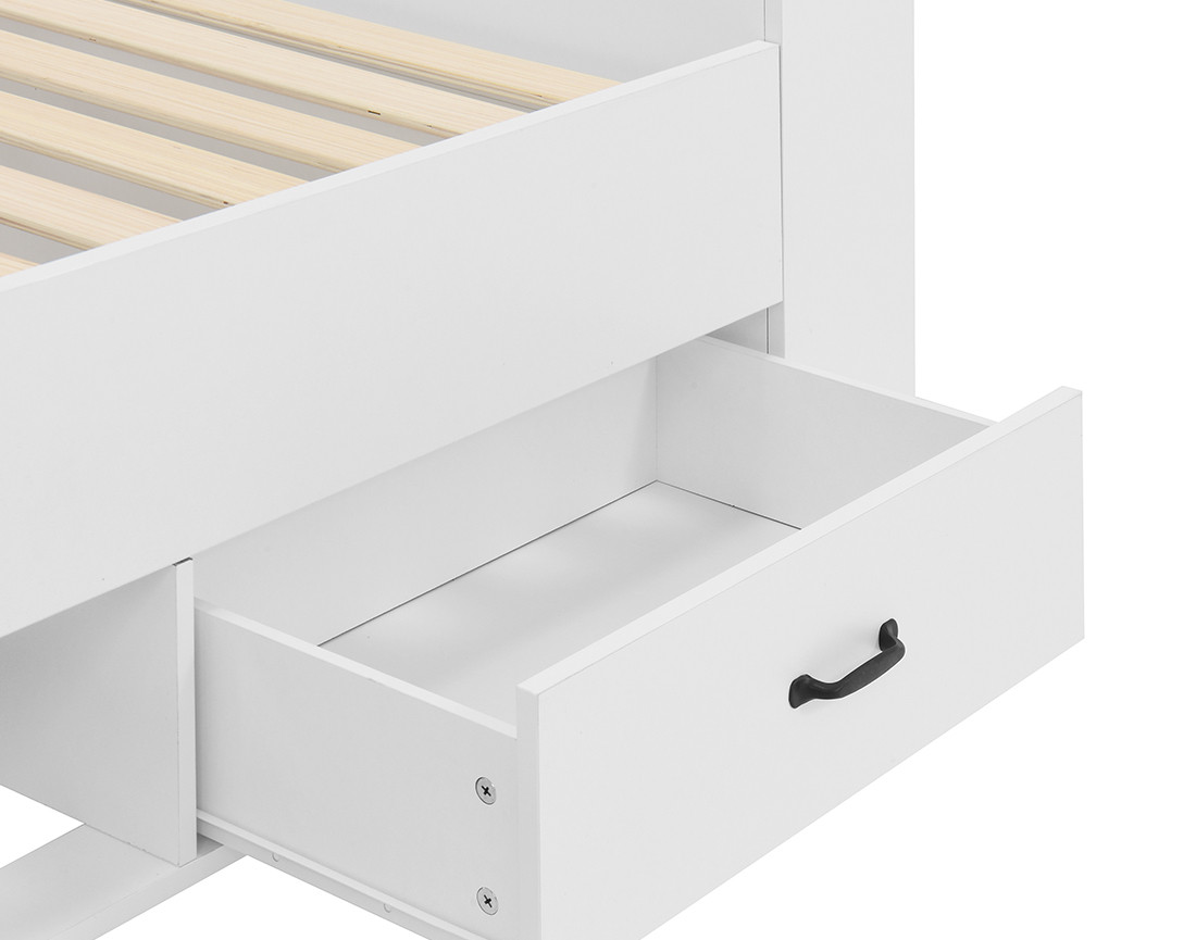 Lit avec rangements 180x200 cm sommier inclus bois Andrea