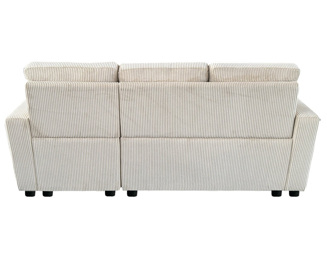 Canapé d'angle réversible 4 places convertible avec coffre en velours côtelé Tulipe