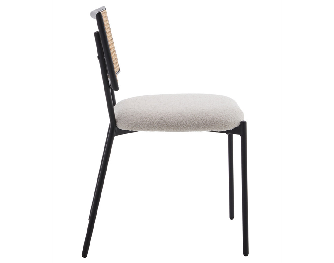 Lot de 2 chaises cannage en tissu bouclette Luciano