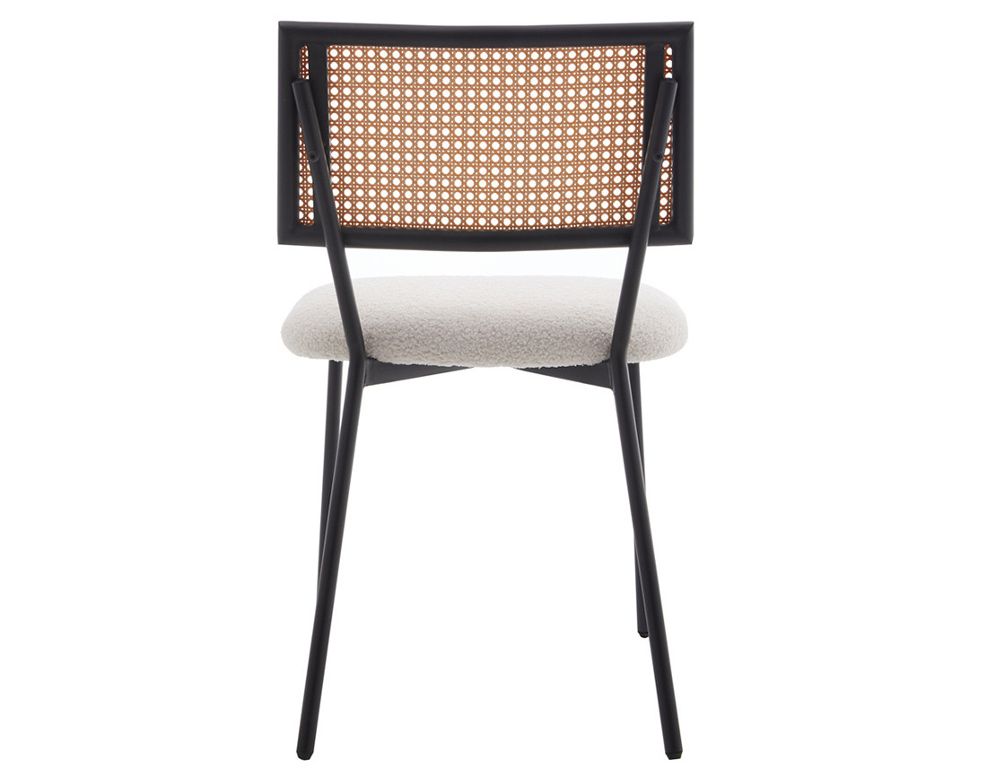 Lot de 2 chaises cannage en tissu bouclette Luciano