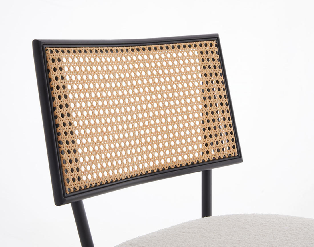 Lot de 2 chaises cannage en tissu bouclette Luciano