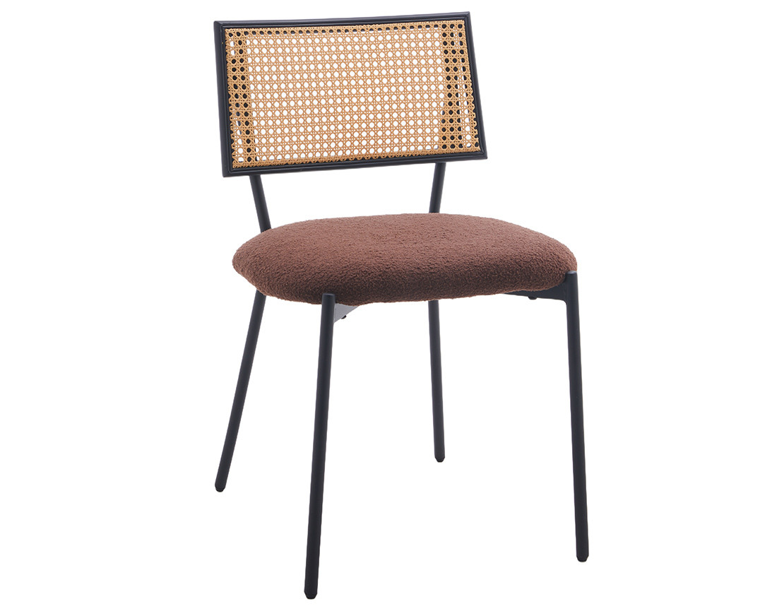 Lot de 2 chaises cannage en tissu bouclette Luciano
