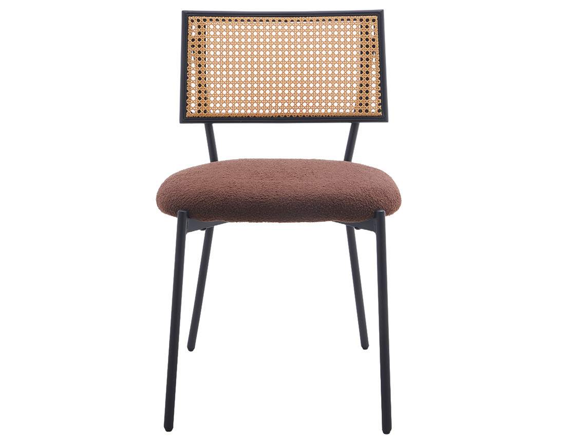 Lot de 2 chaises cannage en tissu bouclette Luciano