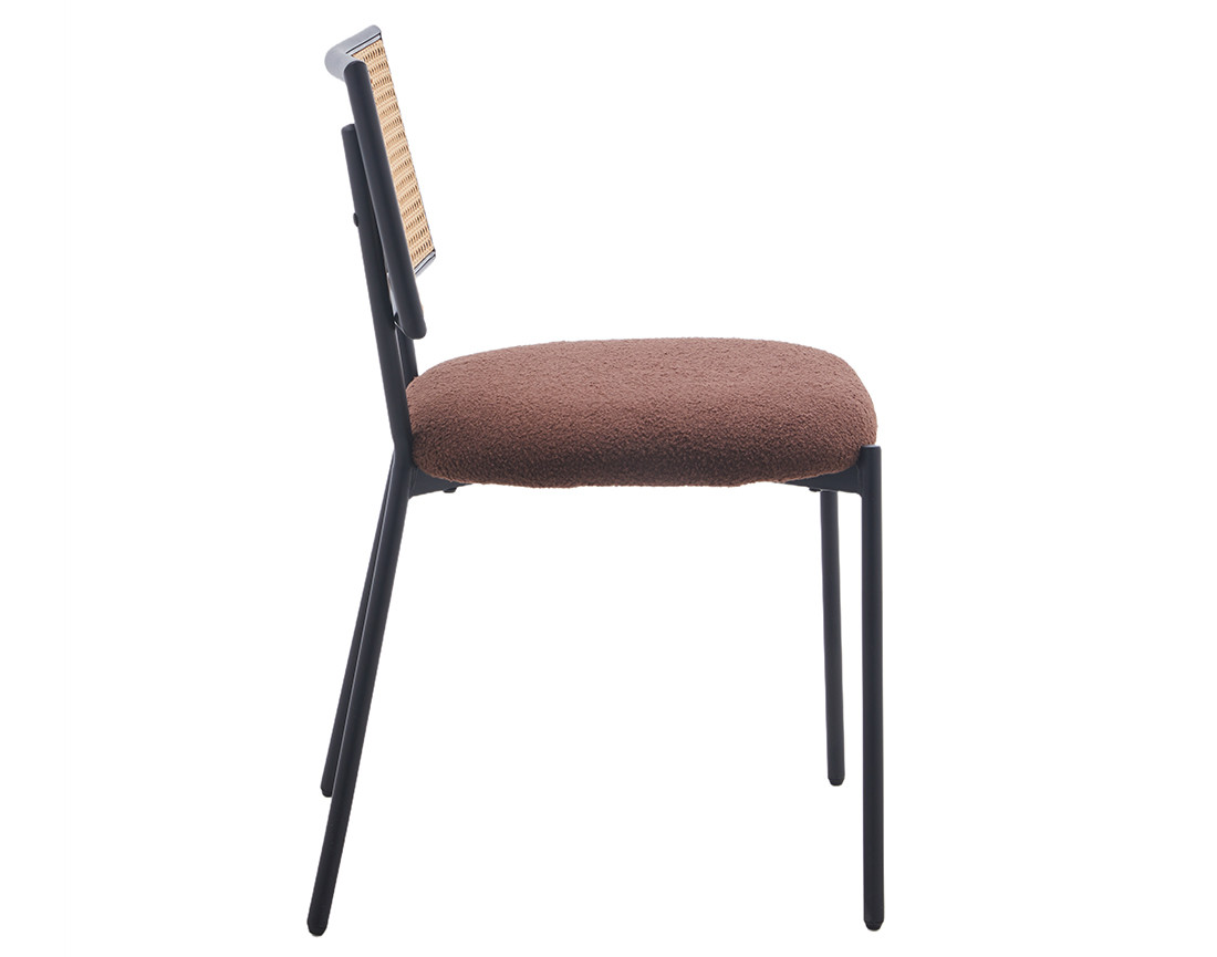 Lot de 2 chaises cannage en tissu bouclette Luciano