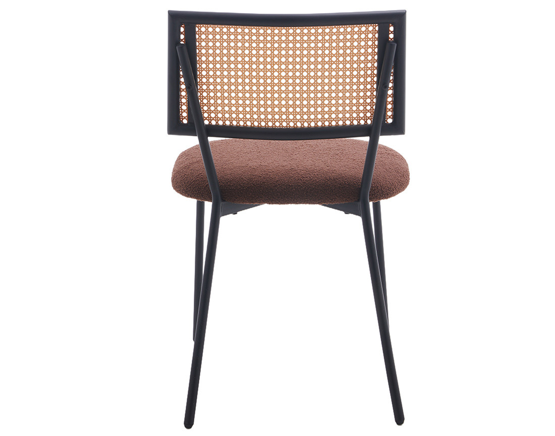 Lot de 2 chaises cannage en tissu bouclette Luciano