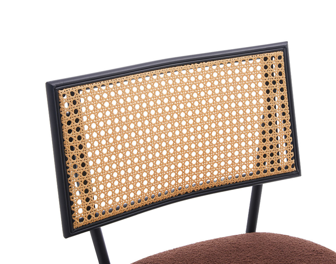 Lot de 2 chaises cannage en tissu bouclette Luciano