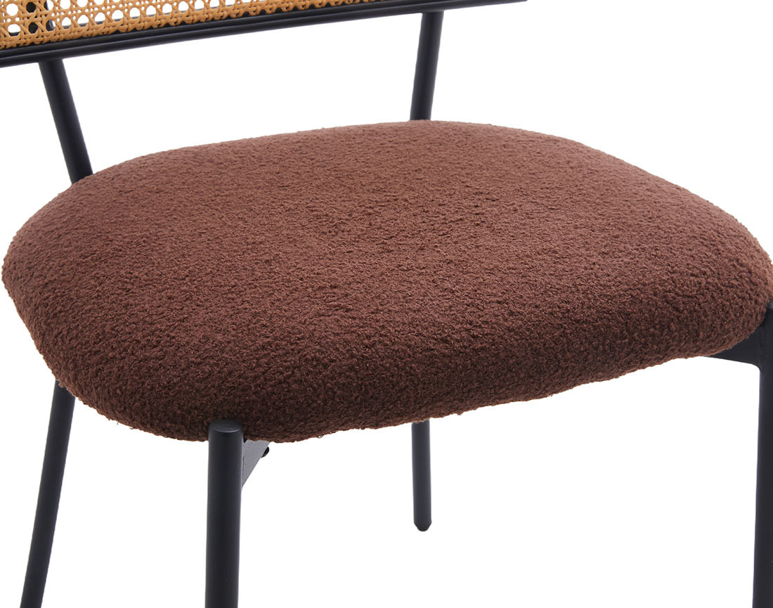 Lot de 2 chaises cannage en tissu bouclette Luciano