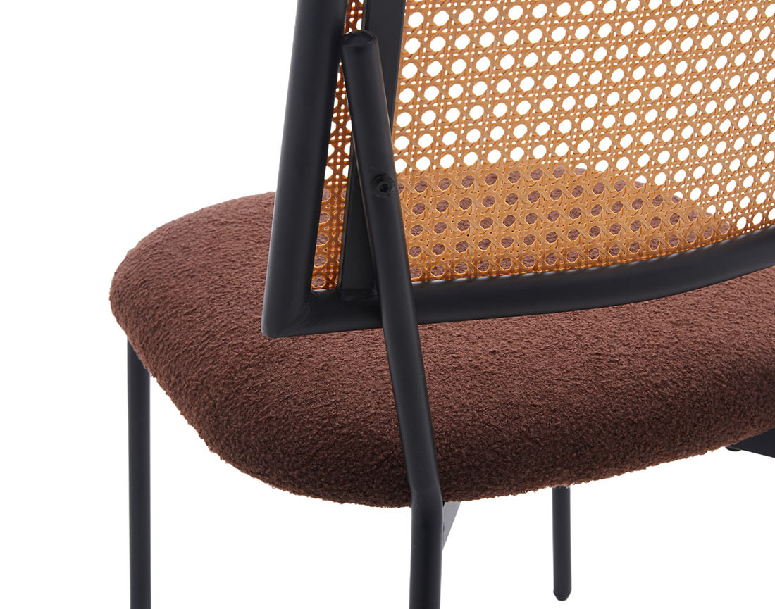 Lot de 2 chaises cannage en tissu bouclette Luciano