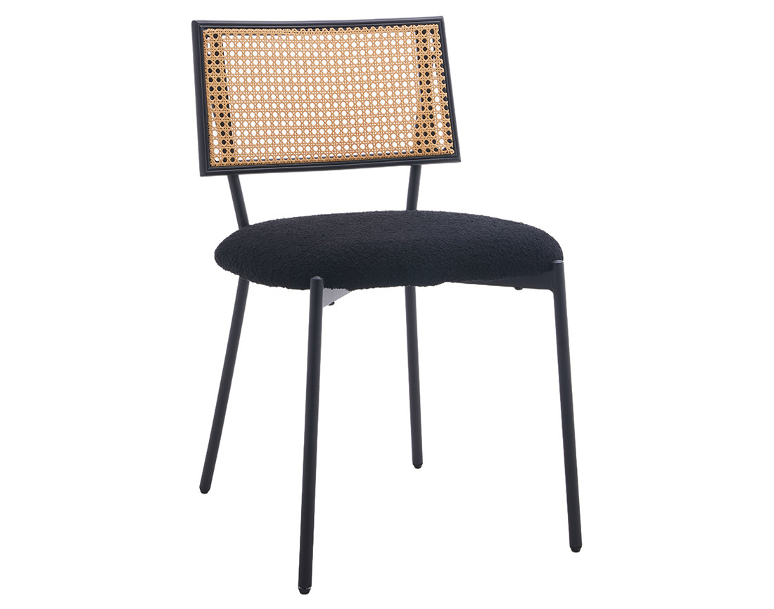 Lot de 2 chaises cannage en tissu bouclette Luciano