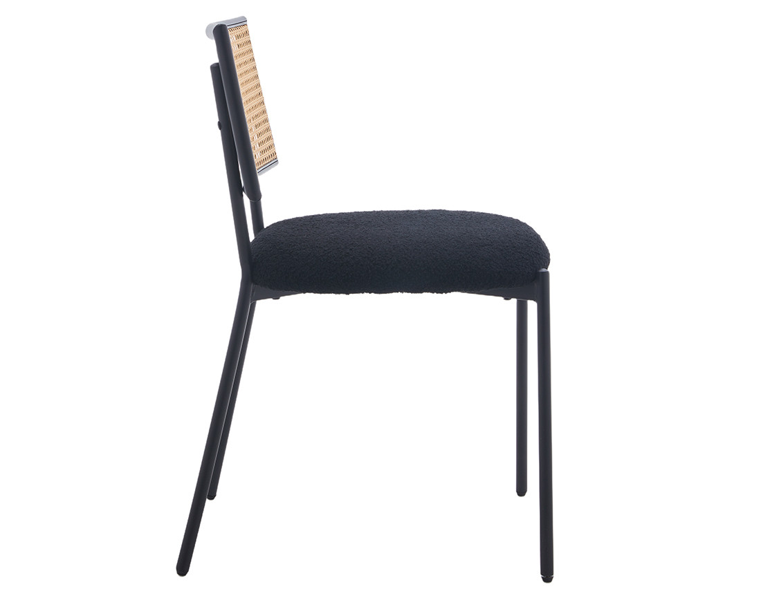 Lot de 2 chaises cannage en tissu bouclette Luciano