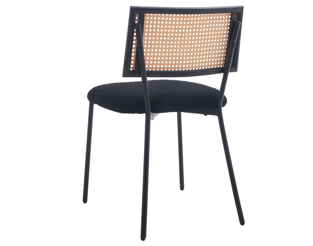 Lot de 2 chaises cannage en tissu bouclette Luciano