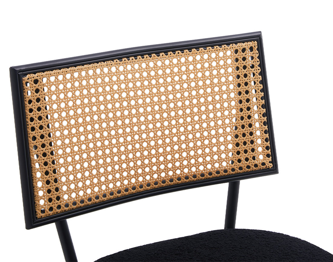 Lot de 2 chaises cannage en tissu bouclette Luciano