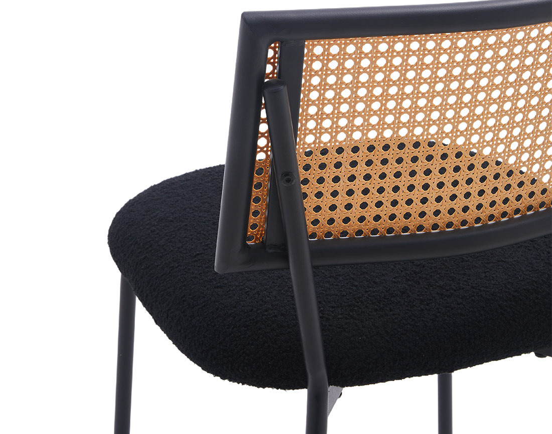 Lot de 2 chaises cannage en tissu bouclette Luciano