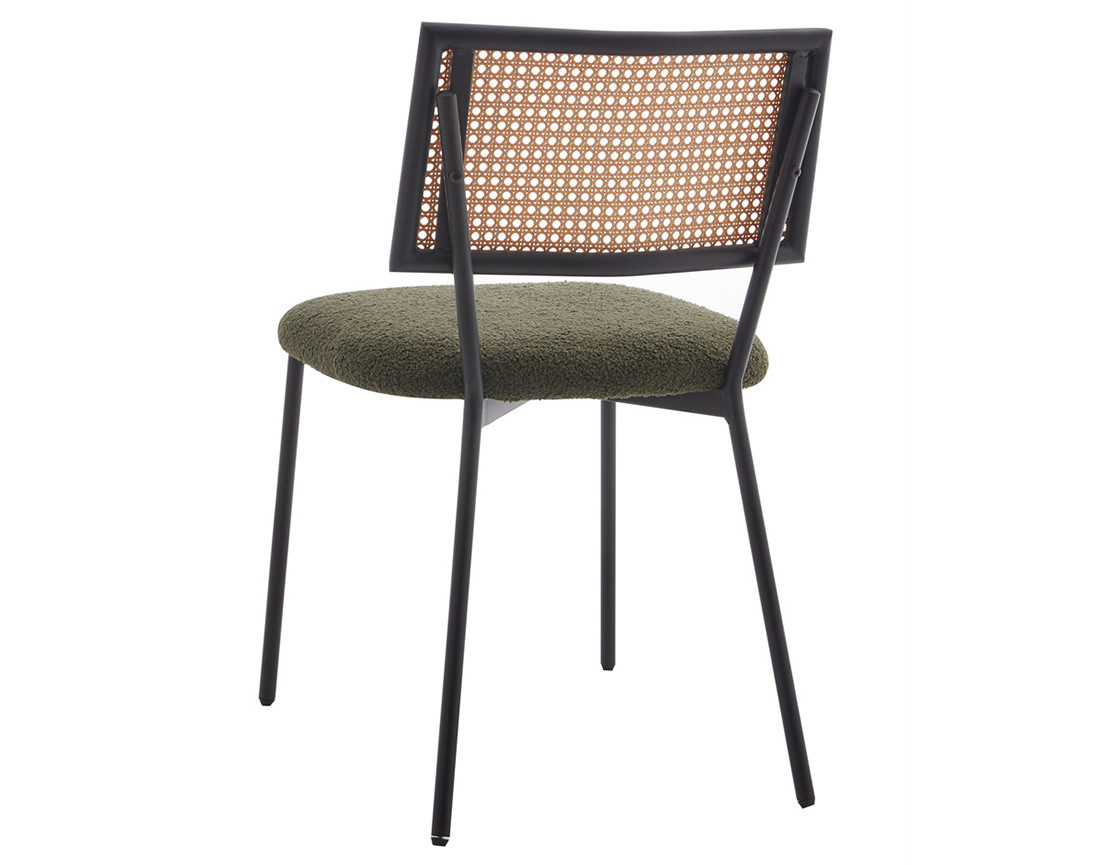 Lot de 2 chaises cannage en tissu bouclette Luciano