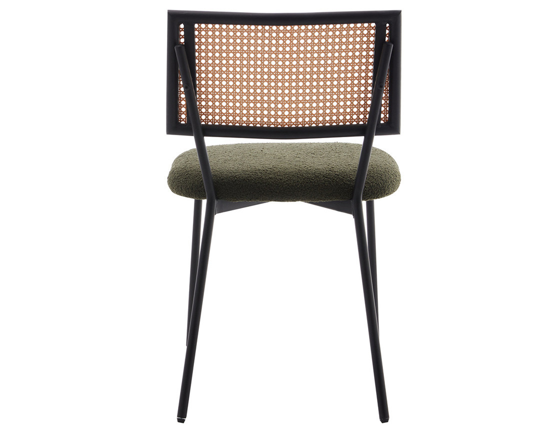 Lot de 2 chaises cannage en tissu bouclette Luciano