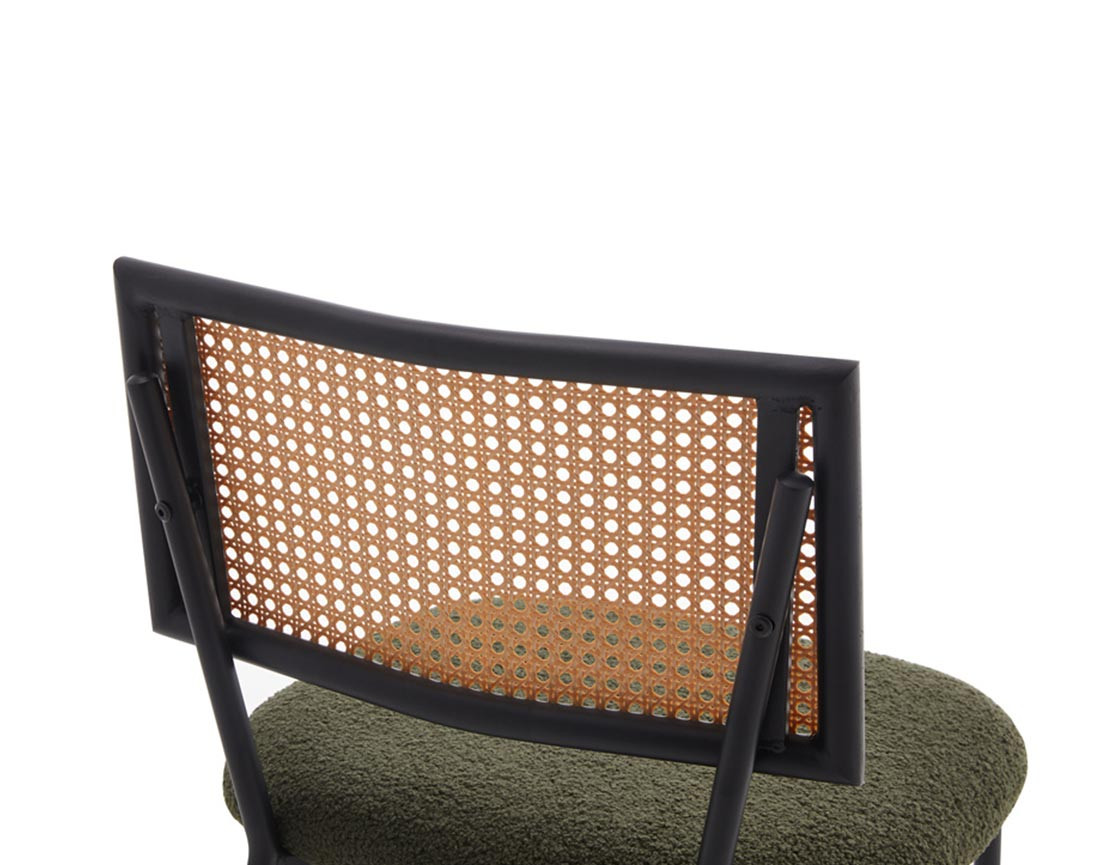 Lot de 2 chaises cannage en tissu bouclette Luciano