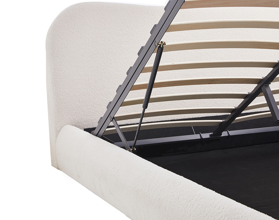 Lit coffre 160x200 cm en tissu bouclette Hugo
