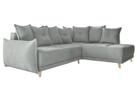 Lena - canapé d’angle droit gris clair convertible au style scandinave