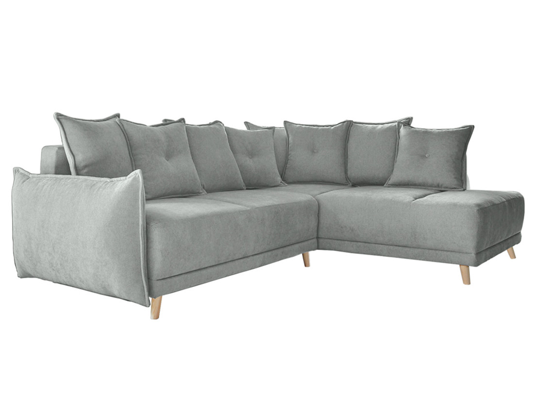 Lena - canapé d’angle droit gris clair convertible au style scandinave