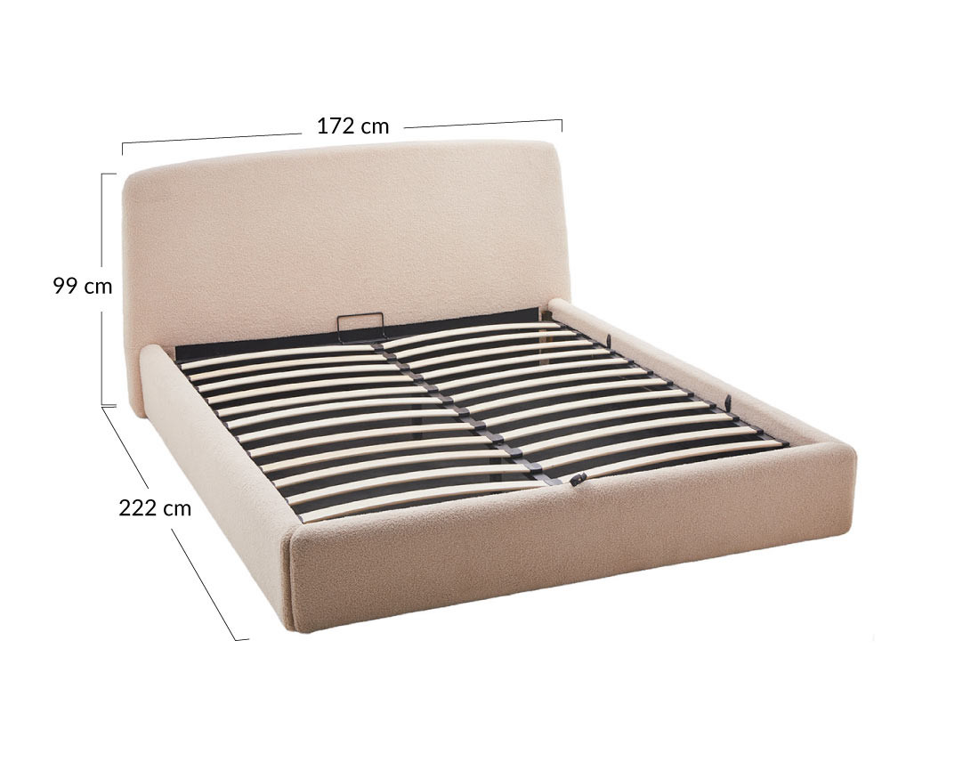 Lit coffre 160x200 cm en tissu bouclette Juliette