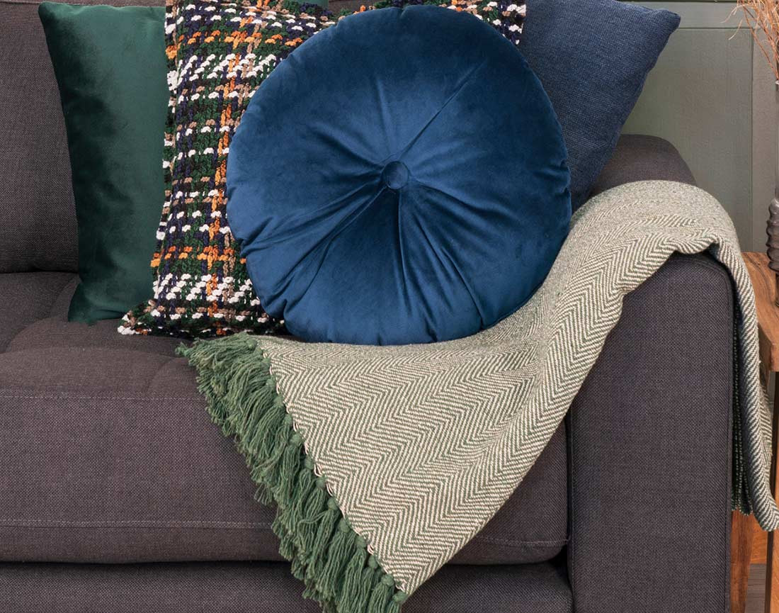Plaid 130x160 cm motif abstrait en coton recyclé Fonni