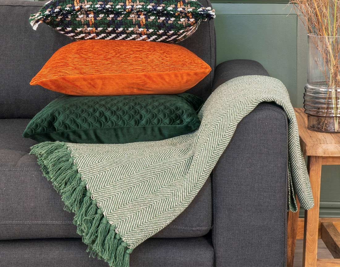 Plaid 130x160 cm motif abstrait en coton recyclé Fonni