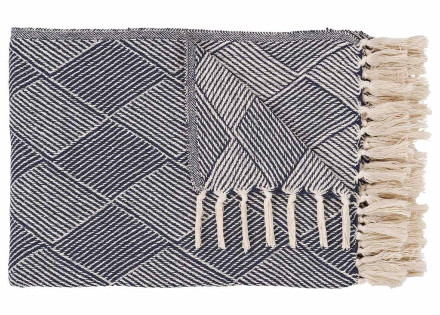 Plaid 130x180 cm motif géométrique en coton recyclé Mombosa