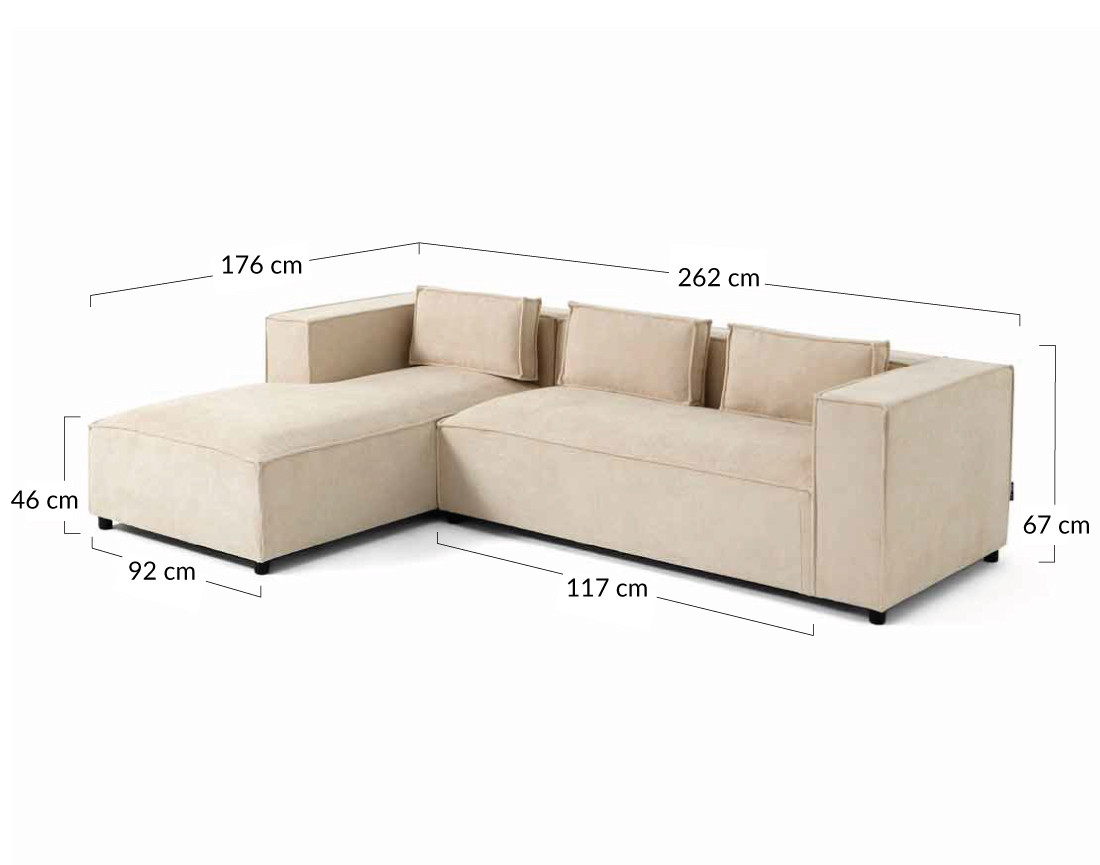 Canapé d'angle gauche 4 places en tissu texturé Stella