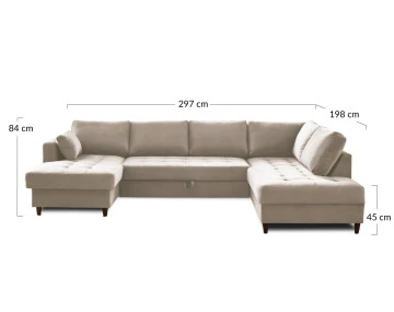 Canapé panoramique d'angle droit 7 places Anna - Best Mobilier
