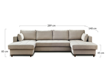 Canapé panoramique en U 7 places adapté aux animaux Anna - Best Mobilier