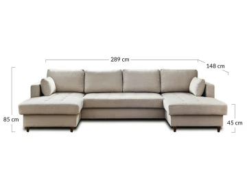 Canapé panoramique en U 7 places adapté aux animaux Anna - Best Mobilier